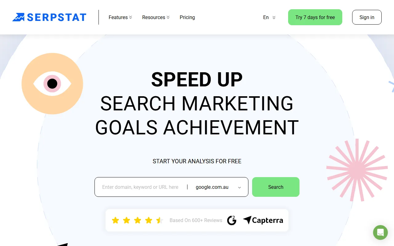 Serpstat homepage screenshot