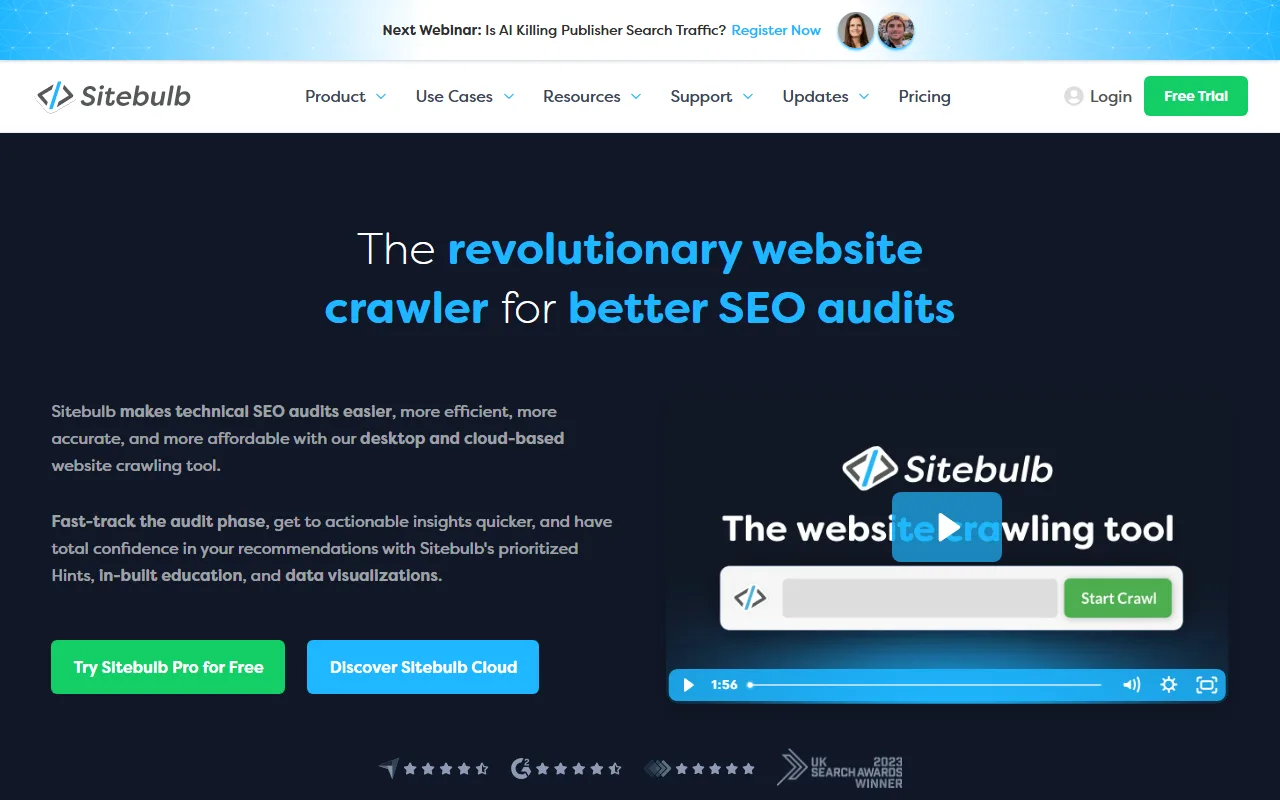 Sitebulb homepage screenshot
