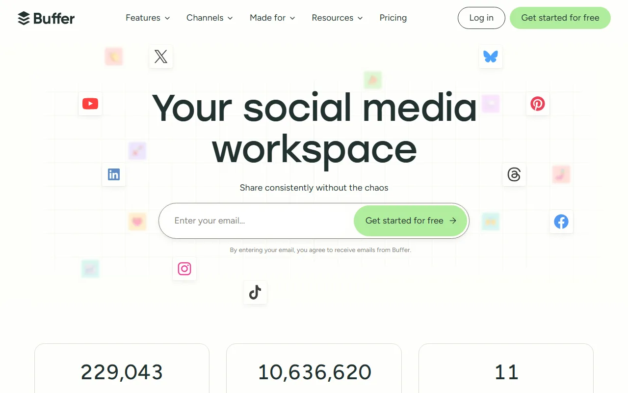 Buffer Free homepage screenshot