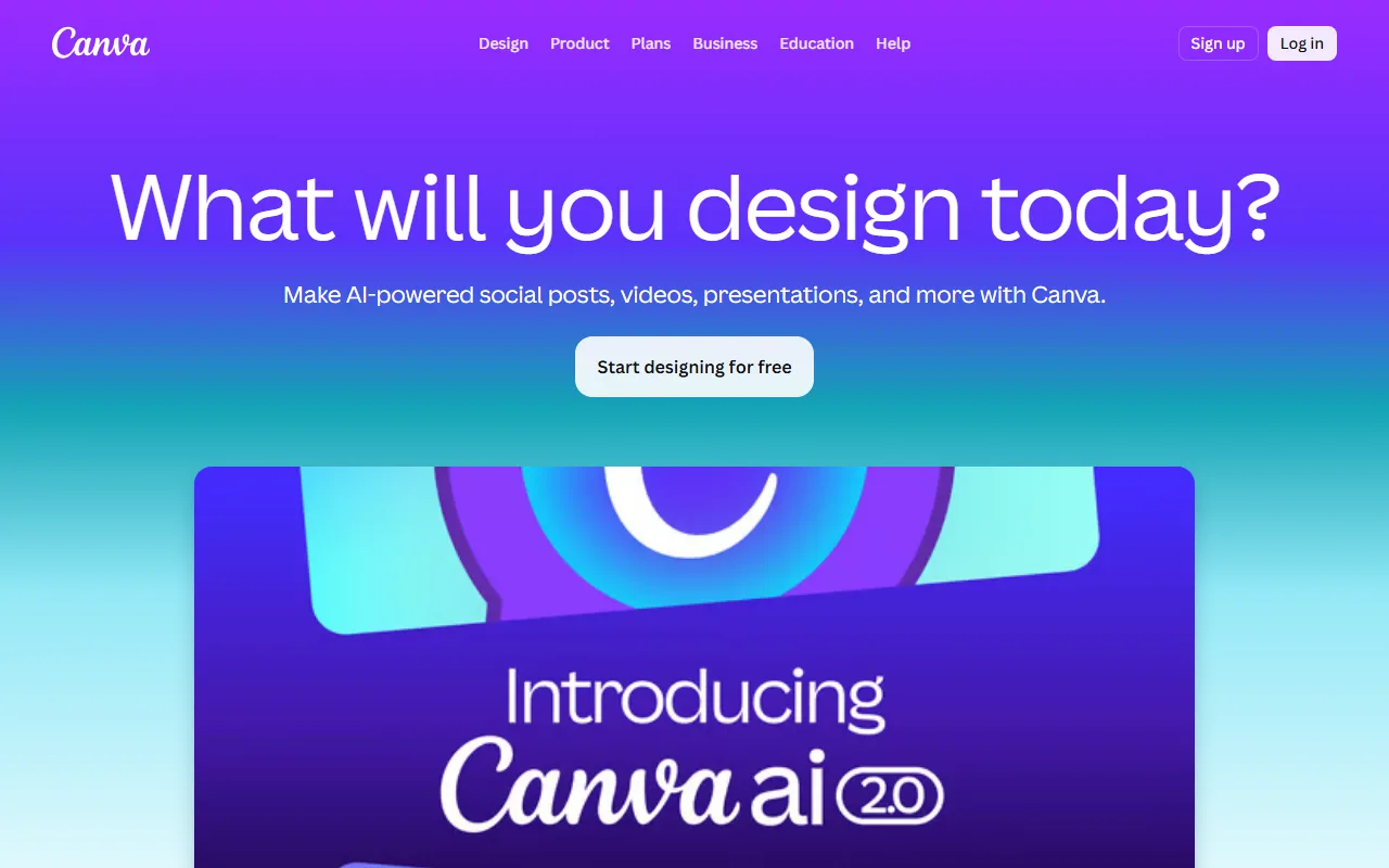 Canva homepage screenshot