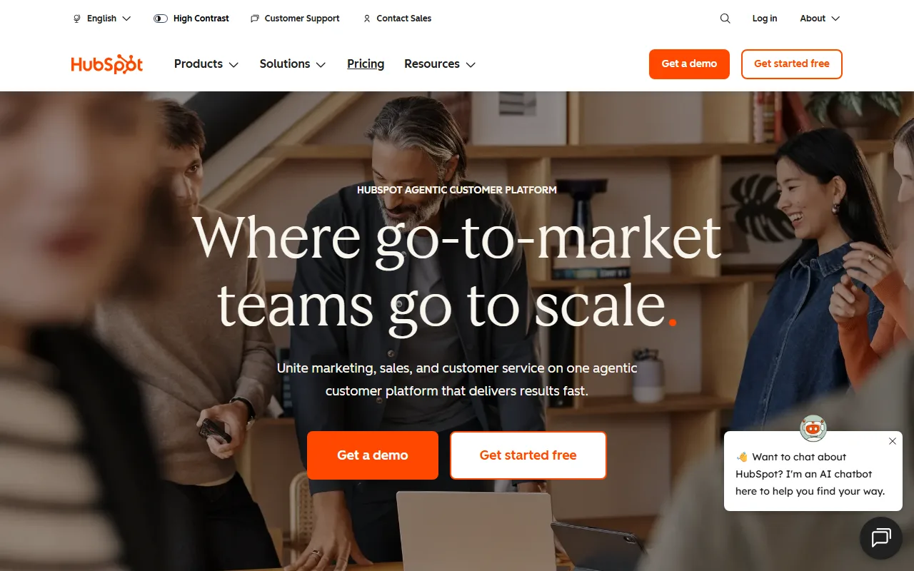 HubSpot CRM homepage screenshot