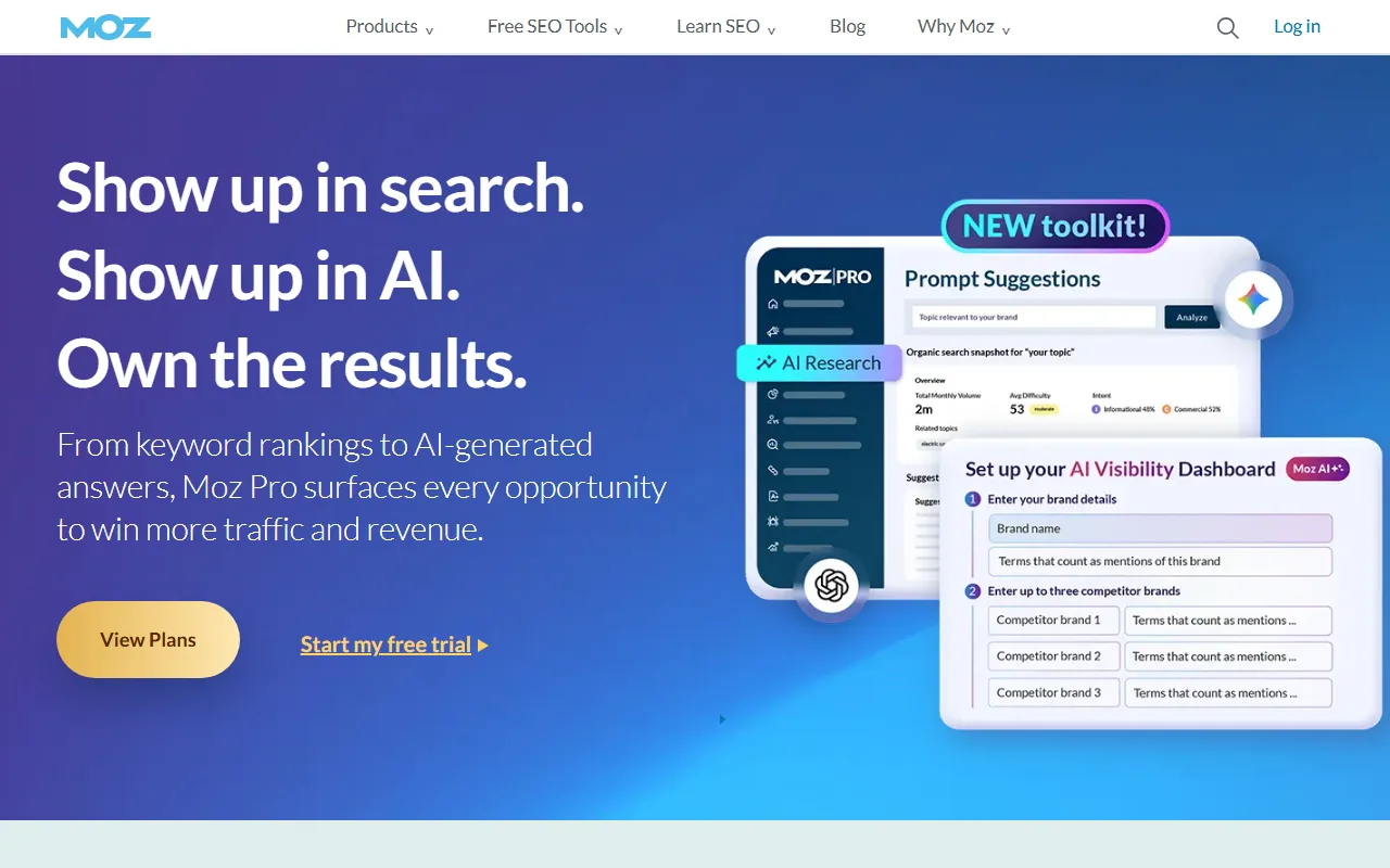 Moz Pro homepage screenshot