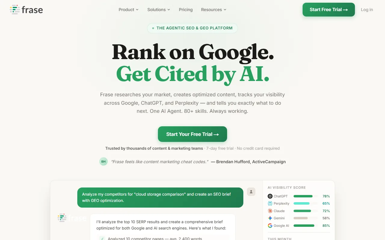 Frase homepage screenshot
