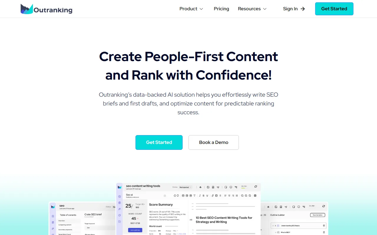 Outranking homepage screenshot